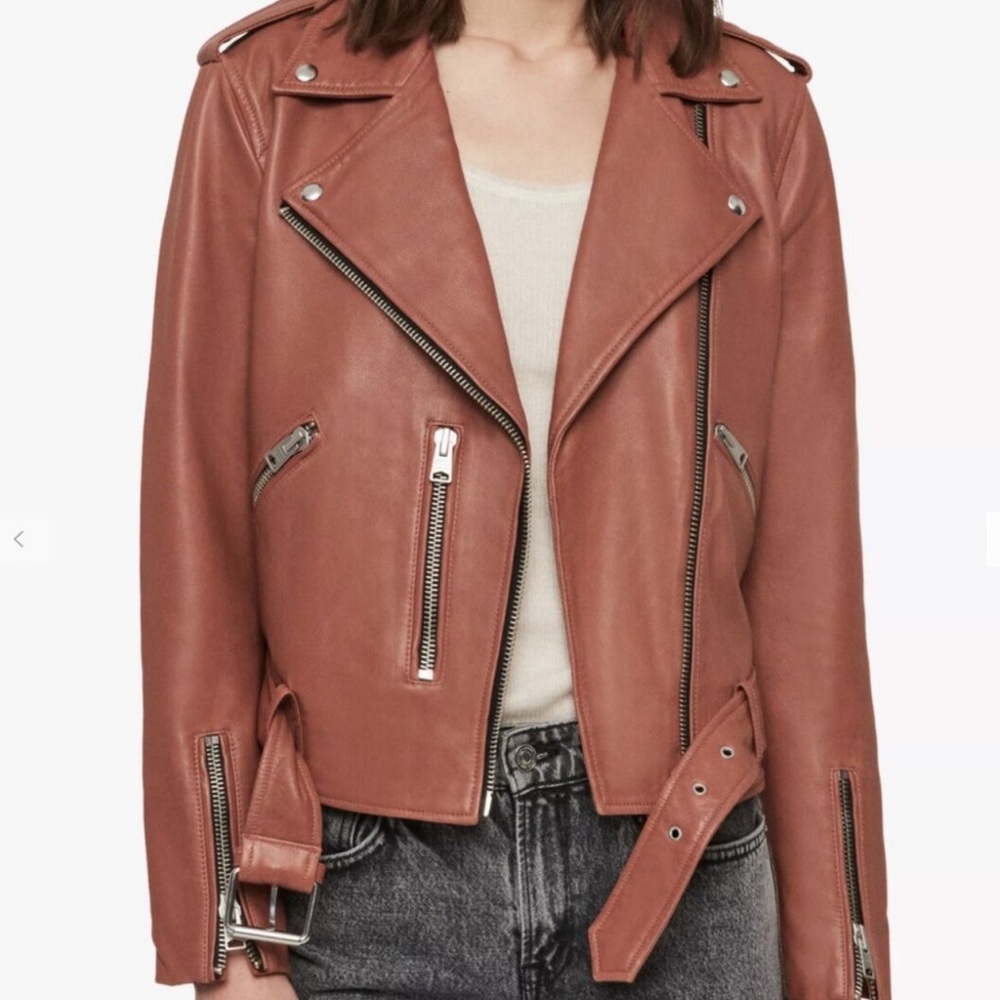 FLASH SALE 💋 • ALLSAINTS • Ladies Leather Balfern Moto Jacket in Rust